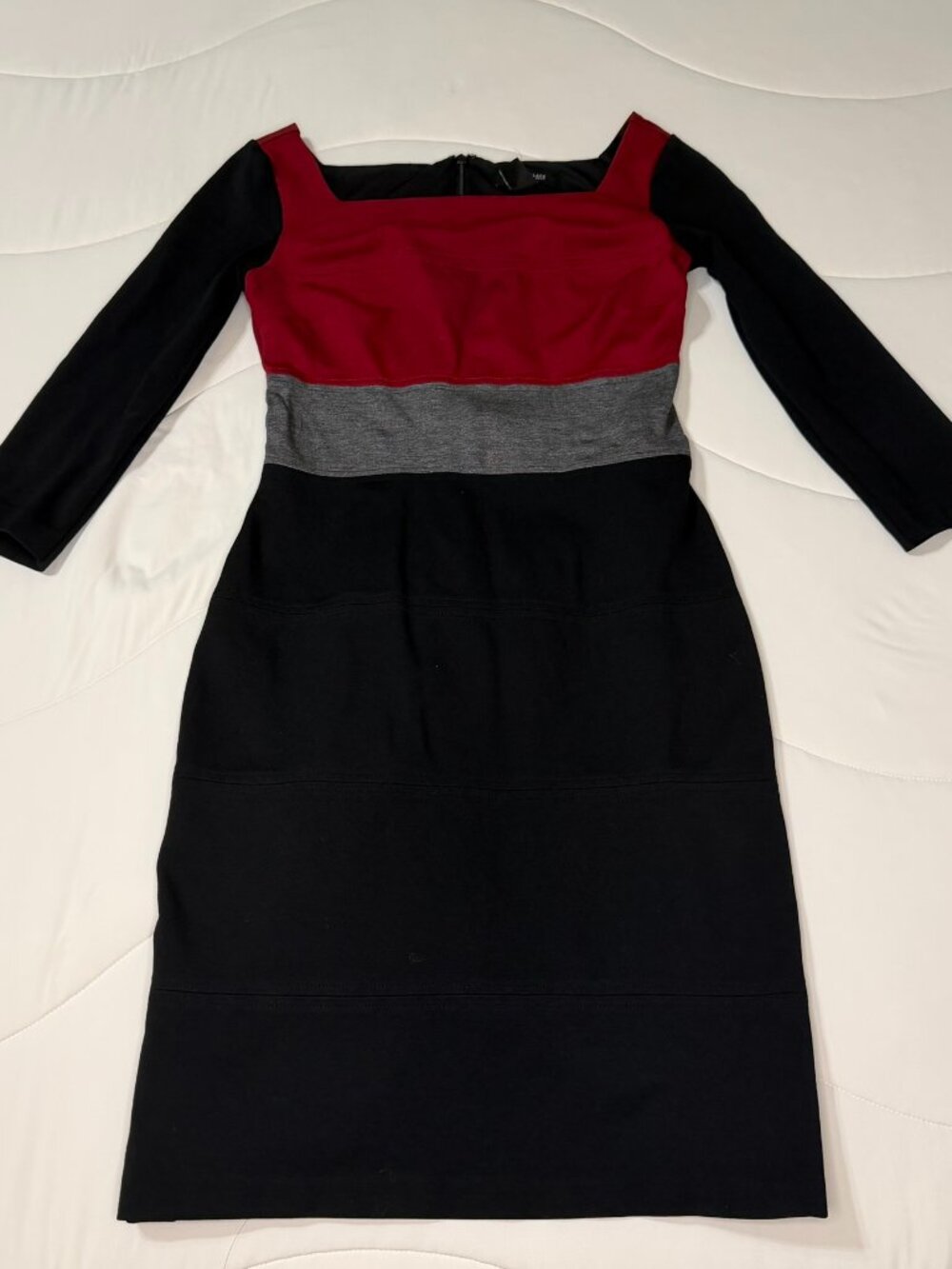 White House Black Market Colorblock Sheath Dress Red Gray Black 0